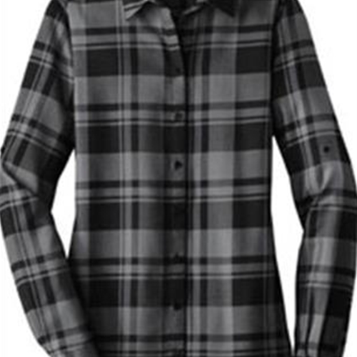 BHS Production Crew Grey/Black Ladies Plaid Flannel Shirt