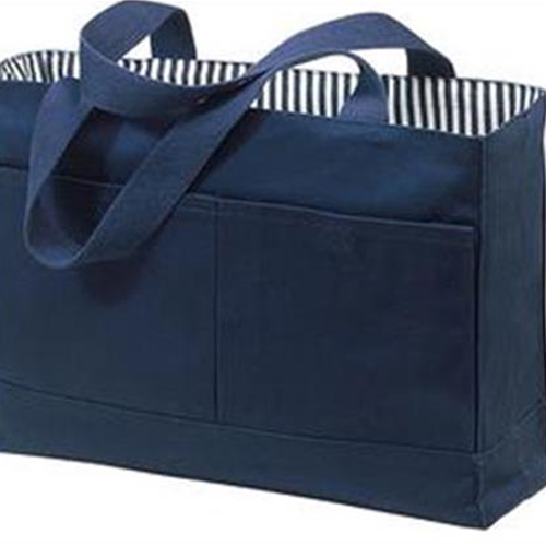 Brighton Track &amp; Field/Cross Country Navy/Navy Stripes Double Pocket Canvas Tote