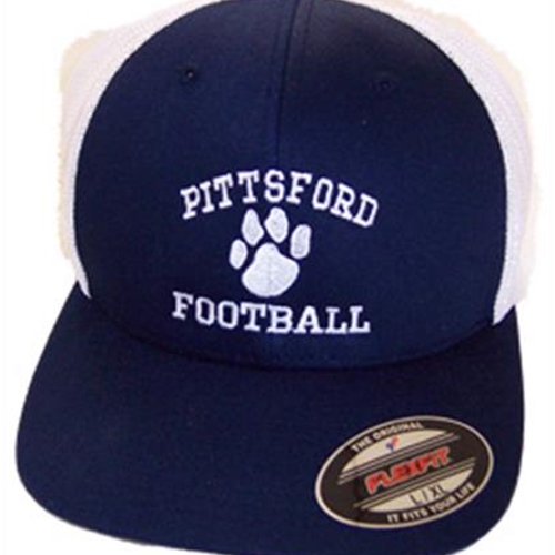 Pittsford Football Navy White Flex Fit Mesh Hat