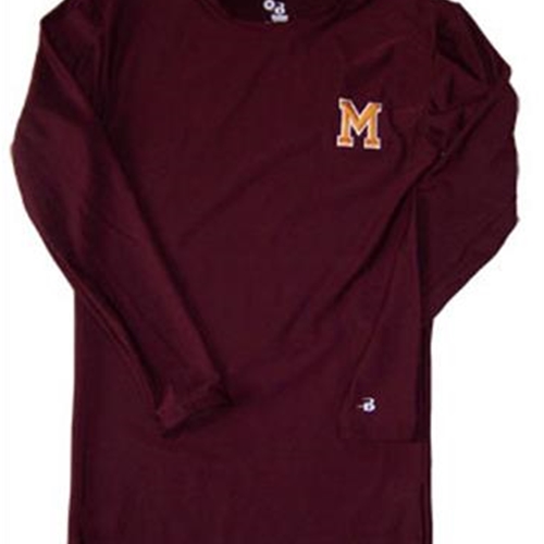 Pittsford Mendon Baseball Adult Maroon Long Sleeve Performance Tee