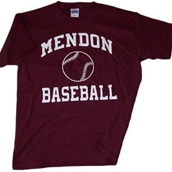 Pittsford Mendon Baseball Youth Maroon Short Sleeve 100% Cotton Tee