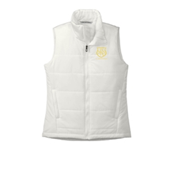 *New* St. Rita School Ladies Marshmallow Puffer Vest with Gold Logo - $52.00